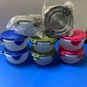 Multi-Color Food Storage Container Set with Snap Lids